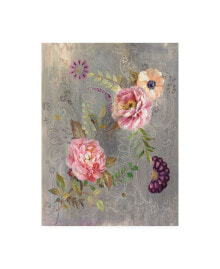 Trademark Global danhui Nai Peonies and Paisley Canvas Art - 15.5