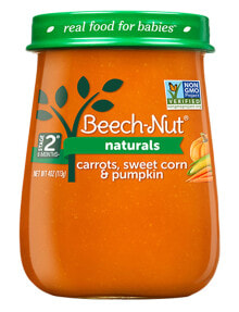Детское пюре детское пюре Beech-Nut Морковь, сладкая кукуруза и тыква, этап 2, от 6 месяцев и старше, 10 банок