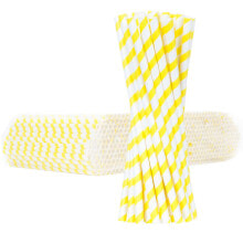 Одноразовая посуда paper straws BIO ecological PAPER STRAWS thick 8 / 205mm - white and yellow 500 pcs.