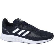 Мужская спортивная обувь для бега Мужские кроссовки спортивные для бега черные текстильные низкие с белой подошвой Adidas Runfalcon 20