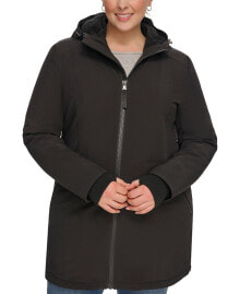 Calvin Klein women's Plus Size Hooded Faux-Fur-Lined Anorak Raincoat