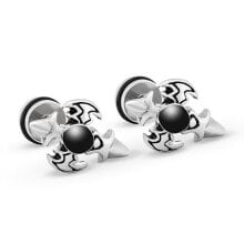 Мужские запонки Мужские запонки Troli Fashion steel earrings with black crystal