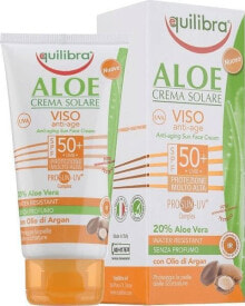 Средства для загара и защиты от солнца Equilibra Aloe Cream Solare SPF50  Антивозрастной солнцезащитный крем для лица с алое вера 75 мл