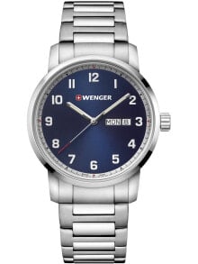 Мужские наручные часы с серебряным браслетом Wenger 01.1541.121 Attitude mens 42mm 10ATM