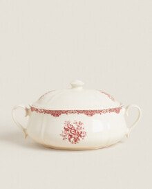 Floral earthenware serving tureen