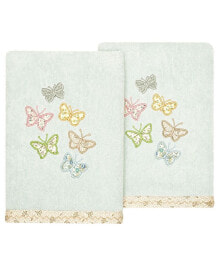 Linum Home textiles Turkish Cotton Mariposa Embellished Towel Set, 4 Piece