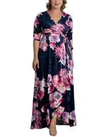 Kiyonna women's Plus Size Cara Velvet Maxi Wrap Dress