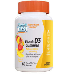 Витамин Д doctor's Best Vitamin D3 Gummies Витамин D-3 c натуральным фруктовым пектином 60 мармеладок со вкусом тропических фруктов