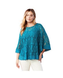 Купить женские блузки и кофточки June + Vie: Plus Size June + Vie Boatneck Lace Top