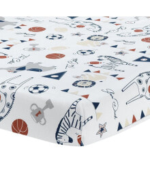 Hall of Fame Animals/Sports 100% Cotton Fitted Baby Crib Sheet