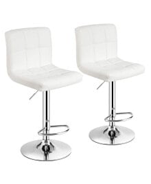 Set of 2 Bar Stools PU Leather Adjustable Barstool Swivel