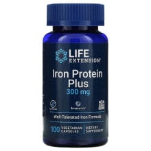 Железо Лайф Экстэншн, Iron Protein Plus, 300 мг, 100 вегетарианских капсул