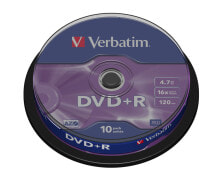 Диски и кассеты Verbatim DVD+R Matt Silver 4,7 GB 10 шт 43498