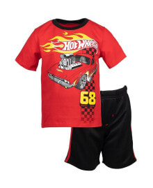 Купить детские комплекты и форма для мальчиков Hot Wheels: Toddler Boys T-Shirt and Mesh Shorts Outfit Set to