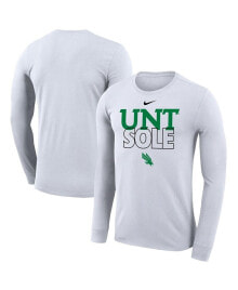 Nike men's White North Texas Mean Green On Court Bench Long Sleeve T-shirt