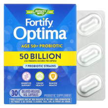 Пребиотики и пробиотики nature's Way, Fortify Optima Probiotic, для взрослых старше 50 лет, 50 миллиардов, 30 растительных капсул с отсроченным высвобождением