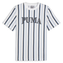 Puma Squad All Over Print Crew Neck Short Sleeve T-Shirt Mens White Casual Tops купить онлайн