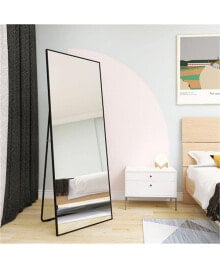 Simplie Fun wall-Mounted Alloy Frame Full Length Mirror, Black