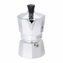 Italian Coffee Pot Bialetti Moka Express Silver Aluminium Metal 60 ml 1 Cup