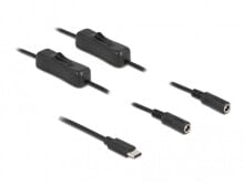 Delock Kabel USB Type-C Stecker zu 2 x DC 5.5 2.1 mm Buchse mit Schalter 1 m - Cable - Digital