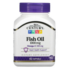 Рыбий жир и Омега 3, 6, 9 21st Century, Рыбий жир, 1000 мг, 60 мягких желатиновых капсул