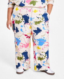 Купить женские брюки Nina Parker: Trendy Plus Size High-Rise Cargo Pocket Printed French Terry Sweatpants