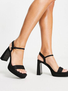 Женские босоножки stradivarius heeled platform sandal in black 