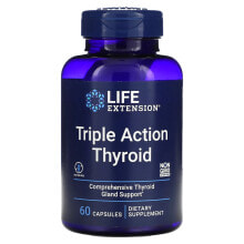 Растительные экстракты и настойки life Extension, Triple Action Thyroid, 60 Capsules