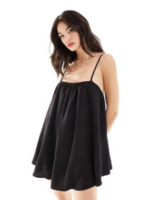 The Frolic sunstorm easy throw on volume strappy mini beach dress in black купить в аутлете