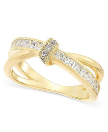 Купить кольца и перстни Charter Club: Gold-Tone Pavé & Square Cubic Zirconia Crisscross Accent Ring, Created for Macy's