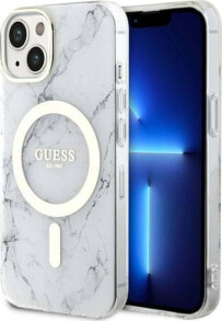 Guess Oryginalne Etui IPHONE 14 Guess Hardcase Marble MagSafe (GUHMP14SPCUMAH) białe