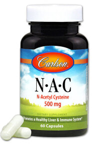 Аминокислоты Carlson NAC N-Acetyl Cysteine N-ацетилцистеин 500 мг 60 капсул