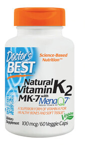 Витамин К doctors Best Natural Vitamin K2 MenaQ7  Натуральный витамин K2 в виде MK-7 с MenaQ7 100 мкг 60 растительных капсул