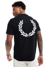 Купить мужские футболки и майки Fred Perry: Fred Perry rear powder laurel t-shirt in black