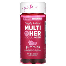 Pink, Simply Radiant Multi For Her + Collagen, Mixed Berry, 60 Gummies