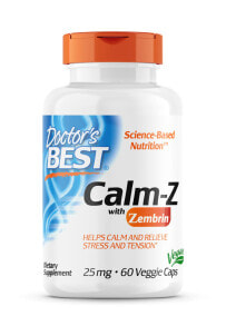 Витамины и БАДы для нервной системы Doctor's Best Calm with Zembrin Успокаивающий зембрин против стресса, напряжения и периодической тревогой 25 мг 60 растительных капсул