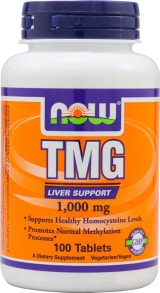 Витамины и БАДы для сердца и сосудов NOW Foods TMG Бетаин для поддержка печени  1000 мг 100 таблеток