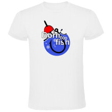 Мужские спортивные футболки мужская спортивная футболка белая с надписью KRUSKIS Born To Fish Hook Short Sleeve T-Shirt