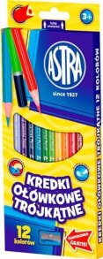 Цветные карандаши для рисования для детей Astra KREDKI OŁÓWKOWE TRÓJKĄTNE 12KOL.
