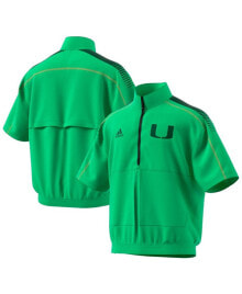 adidas men's Green Miami Hurricanes Miami Nights Strategy Half-Zip Short Sleeve Jacket