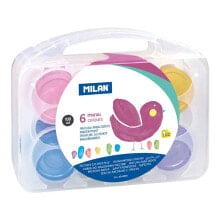 MILAN Case 6 Pots 100ml Finger Paint Metallic Colours