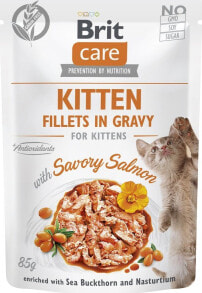 TRITON BRIT CARE Cat Kitten Fillets in Gravy with Savory Salmon Enriched with Sea Buckthorn and Nasturtium 85g