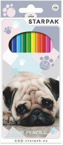 Цветные карандаши для рисования для детей Starpak 12 color pencils dog (388296)