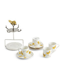 Michael Aram butterfly Ginkgo 9 Piece Demitasse Cups and Stand Set