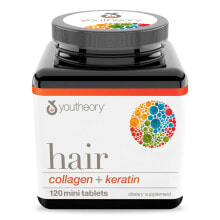Коллаген Youtheory Hair Collagen + Keratin Коллаген с кератином для укрепления волос 120 мини таблеток