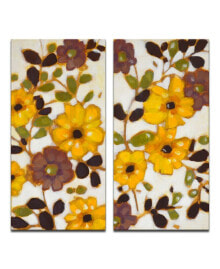 Купить предметы интерьера Ready2HangArt: 'Yellow Florals' 2 Piece Canvas Wall Art Set, 24x24"