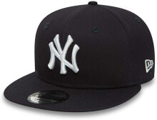 Мужская бейсболка черная бейсбольная с логотипом с прямым козырьком New Era Snapback 9 Fifty - NY Yankees - Navy-White