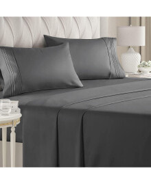 CGK Unlimited 4 Piece Deep Pocket Microfiber (Muted, Vibrant, Heathered) Sheet Set - Queen