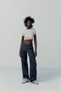 Faded-effect ribbed crop top