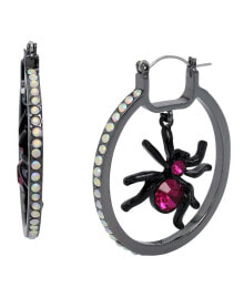 Купить серьги Betsey Johnson: Faux Stone Spider Hoop Earrings